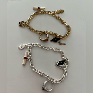 NWOT(never worn) 2 graduation charm bracelets. gold tone & silver tone bracelet.